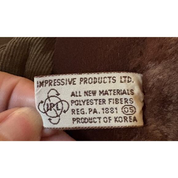 Ganz Brothers “Wrinkles” Dark Brown Dog Puppet 5139482 Brown Corduroy Overalls - Picture 10 of 10